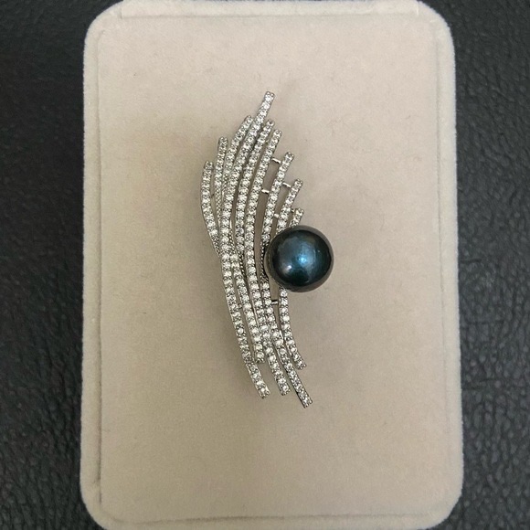 116mm Natural Tahitian Black Pearl Branches Pin Brooch 90$